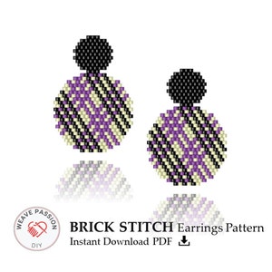 Seed bead earring pattern PDF, Miyuki pattern, Brick Stitch Earring Pattern, Delica bead pattern, Earring pattern, Jewelry pdf pattern