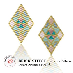 Bead Jewelry Pattern, Seed bead earring pattern PDF, Miyuki pattern, Brick Stitch Earring Pattern, Delica bead pattern, Earring pattern