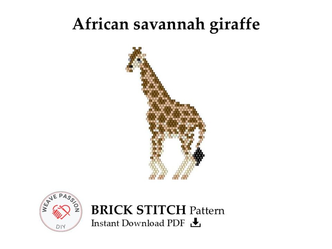 Giraffe Brick Stitch Pattern PDF, Miyuki Pattern, Delica Bead Pattern ...