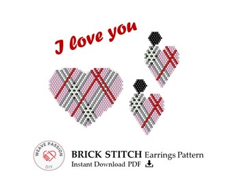 Seed bead earring pattern PDF, Miyuki pattern, Brick Stitch Earring Pattern, Delica bead pattern, Earring pattern, Jewelry pdf pattern