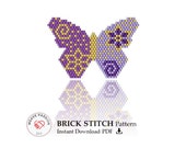 Seed bead pattern PDF, Miyuki pattern, Brick Stitch Pattern, Delica bead pattern, Jewelry pdf pattern, Purple Butterfly