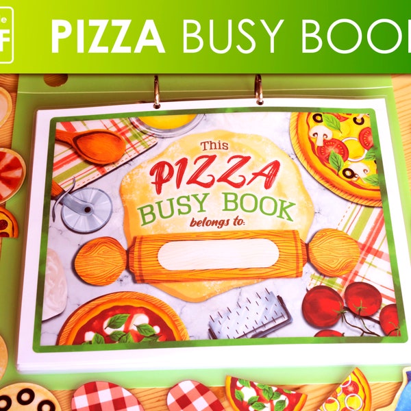 Pizza Busy Buch | Druckbare Aktivitäten für Kinder | Kindergarten Sammelmappe drucken und spielen | Homeschool Lernen | Vorschul-Aktivitätsbuch
