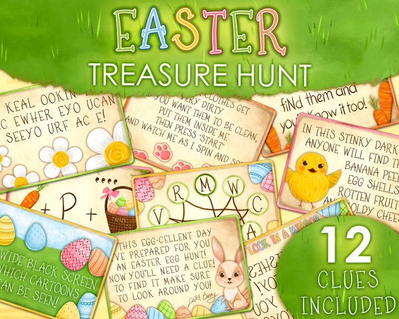 Easter Egg Hunt Clue Cards | Treasure Hunt | Scavenger Hunt | Easter ...