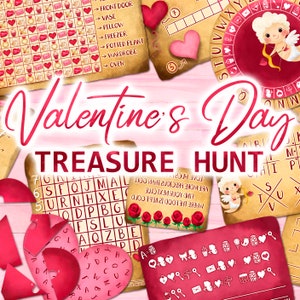 Valentinstag Schatzsuche ausdruckbar | Schnitzeljagd für Kinder | Escape Room Kit | Party Printables | Homeschool Aktivitäten Schatzsuche