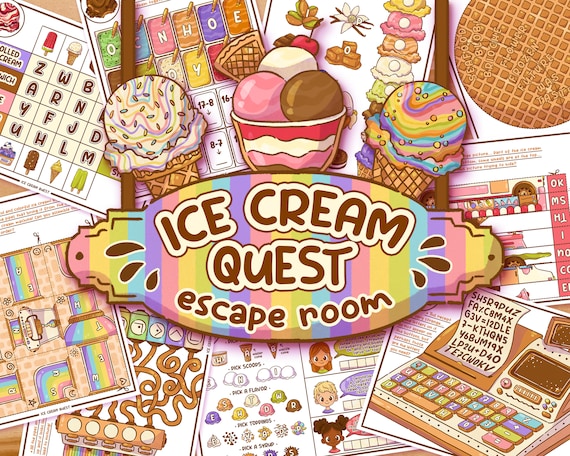 Ice Cream Quest Escape Room | Printable Birthday Party for Kids | Summer Camp Outdoor Backyard Game | Family Game | Mystery Puzzle Codes