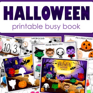 Livre animé Halloween pour les tout-petits | Reliure imprimable pour la maternelle à la maison | Cahier d'activités préscolaires | Matériel pédagogique d'automne