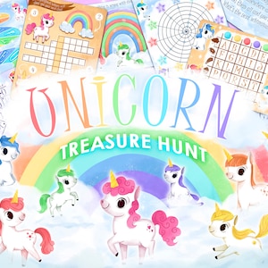 Unicorn Treasure Hunt | Printable Party Games for Kids | DIY Escape Room | Print and Play Activities | Teen Birthday Party Scavenger Hunt
