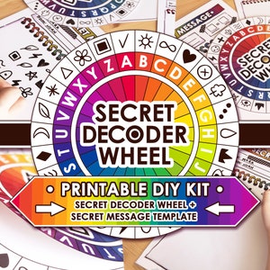 Rueda decodificadora secreta / Sala de escape imprimible / Rueda de cifrado PNG / Mensaje de agente secreto / Imprimible educativo para niños / Juguete espía