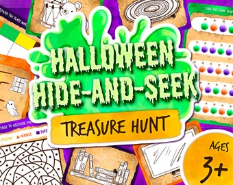 Halloween Hide-and-Seek Treasure Hunt | Haunted DIY Escape Room | Fall Scavenger Hunt | Halloween Printable Game Kit | Instant Download