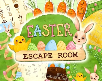 Escape Room de Páscoa para Crianças | Jogos de Festa Imprimíveis | Caça aos Ovos de Páscoa | Jogo de Primavera para o Quintal | Caça ao Tesouro Faça Você Mesmo | Caça ao Coelho da Páscoa