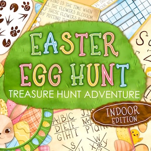 Ostern Indoor Schatzsuche | Druckbare Escape Room | Schnitzeljagd | Schatzsuche Hinweis Karten | Kinder Party Printables | Oster Familienspiel