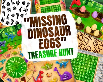 Missing Dinosaur Eggs Treasure Hunt | Printable Party Games | Dino Birthday Party | Print and Play Activities for Kids | Teen Birthday Party