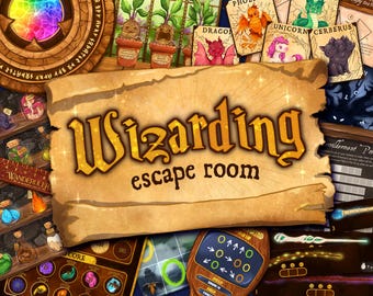 Jogo de Escape Room de Bruxo para Crianças | Caça ao Tesouro Escolar Mágico DIY | Imprimíveis para Festa de Aniversário de Bruxo | Noite em Família | Jogo para Adolescentes e Adultos