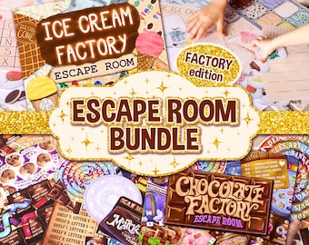 Pacote de Escape Room para Crianças | Escape Room da Fábrica de Chocolate | Caça ao Tesouro de Sorvete | Caça ao Tesouro | Jogo de Festa para Imprimir | Acampamento de Verão