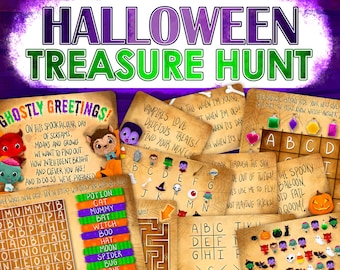 Halloween Treasure Hunt | Party Printables | Escape Room for Kids | Spooky Season Activities | DIY Halloween Party Games Puzzles