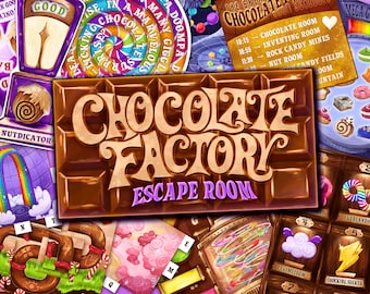 Sala de escape de una fábrica de chocolate para niños / Búsqueda del tesoro imprimible / Juegos de fiesta imprimibles para fiestas de cumpleaños / Noche de juegos en familia