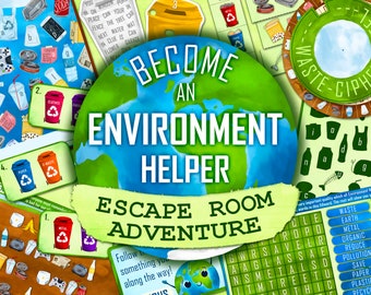 Torne-se um Ajudante do Meio Ambiente Escape Room Adventure | Caça ao Tesouro para Crianças | Jogos de Festa para Imprimir | Reciclagem de Lixo | Acampamento de Verão no Quintal
