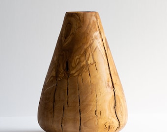Natural Wood Gift, Modern Vase, Housewarming Gift Vase, Solid Wood Art, Unique Handmade Vase, Wooden Vase, Olive Tree Decor, Wabi-Sabi Vase