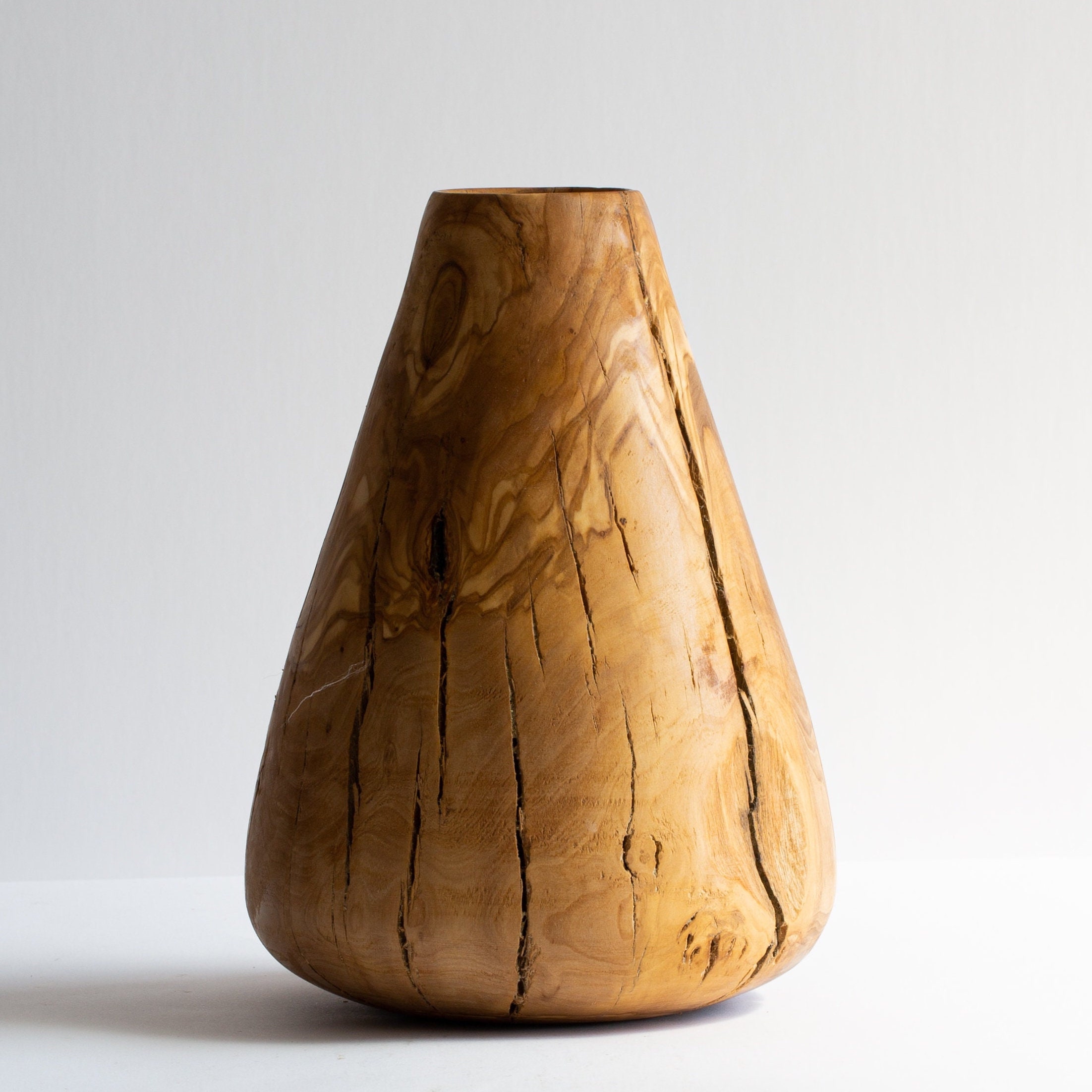 Natural Wood Gift, Modern Vase, Housewarming Gift Solid Art, Unique Handmade Wooden Olive Tree Decor, Wabi-Sabi Vase