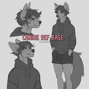 Anthro furry adoptable canine fursona reference sheet base