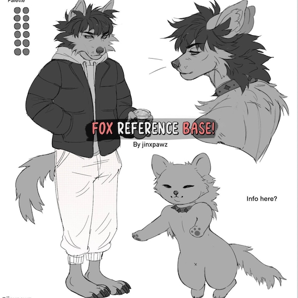 Anthro fox adoptable ref base