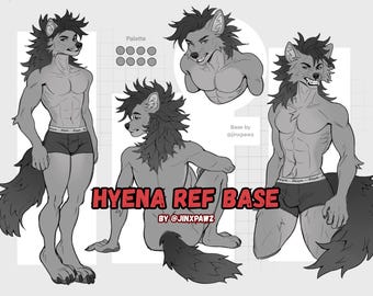 Hyena furry ref sheet base - June 2025 - Jinxpawz