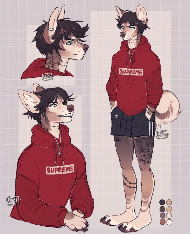 Anthro Furry Adoptable Canine Fursona Reference Sheet Base - Etsy