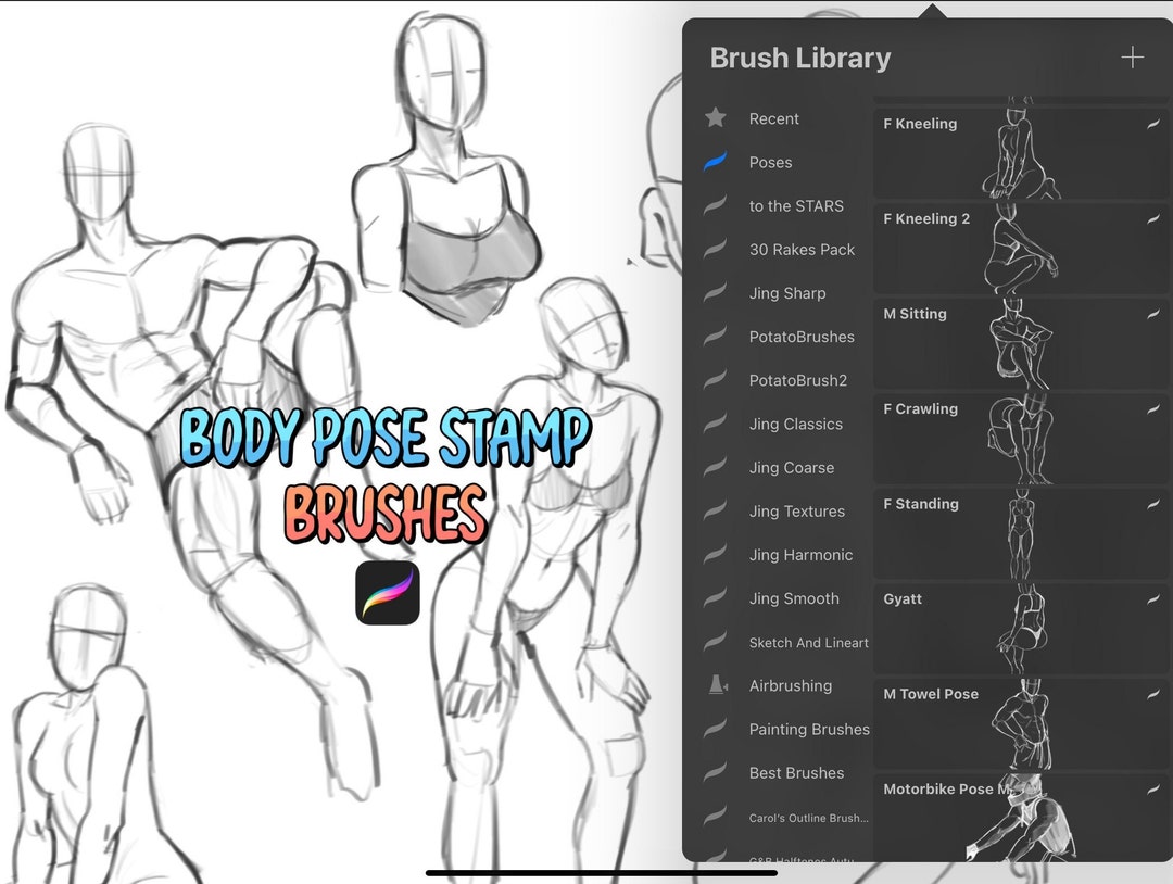 Body Lineing Body Pose Brush Stamps for Procreate Lining Drawing Guide Brushes - Etsy