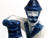 Man with Samovar quot Gzhel quot Handpainted Fine Porcelain Figurine by G. DeBrekht