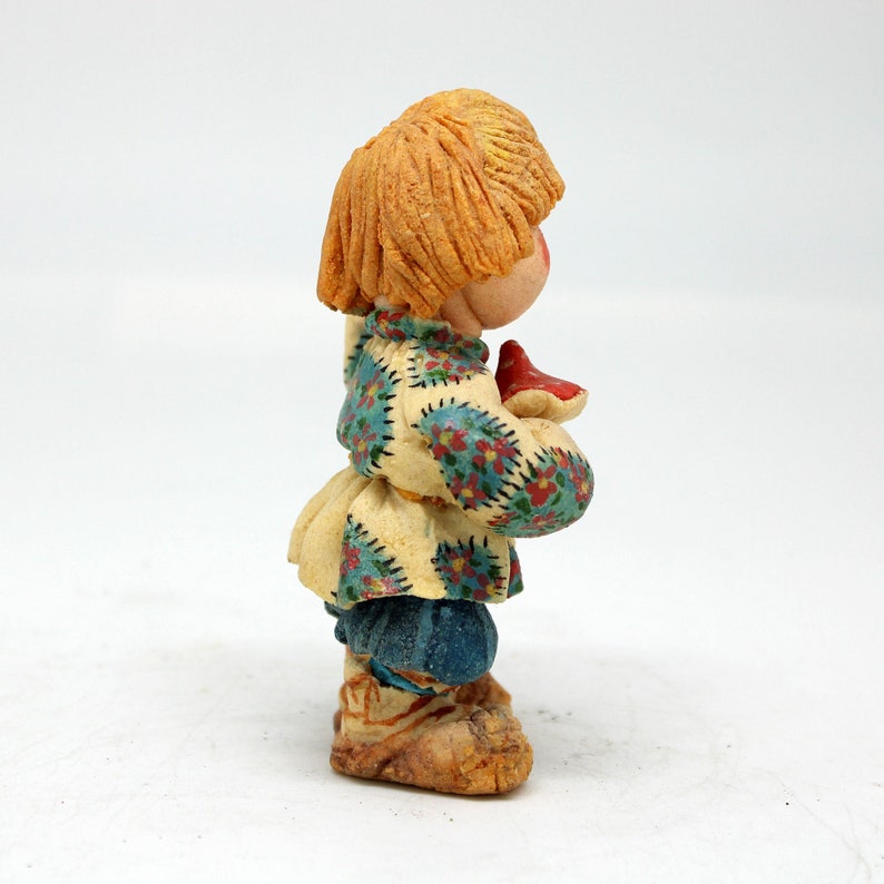 One of a Kind Little Boy with a Mushroom Unique Clay Figurine image 2