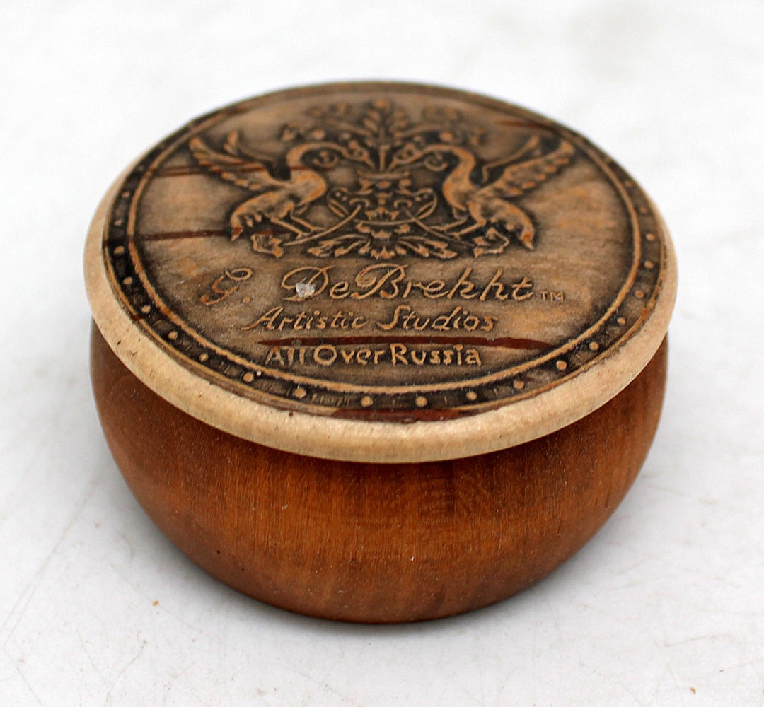 G.debrekht Wood Carved Birch Cork Inlay Jewelry and Pills Box 2d - Etsy