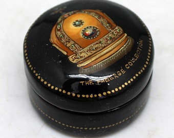 Handpainted "Romanov Crown" One of a Kind Papier Mache "Palekh" Lacquered Box 1.5 x 1.5 x 1"