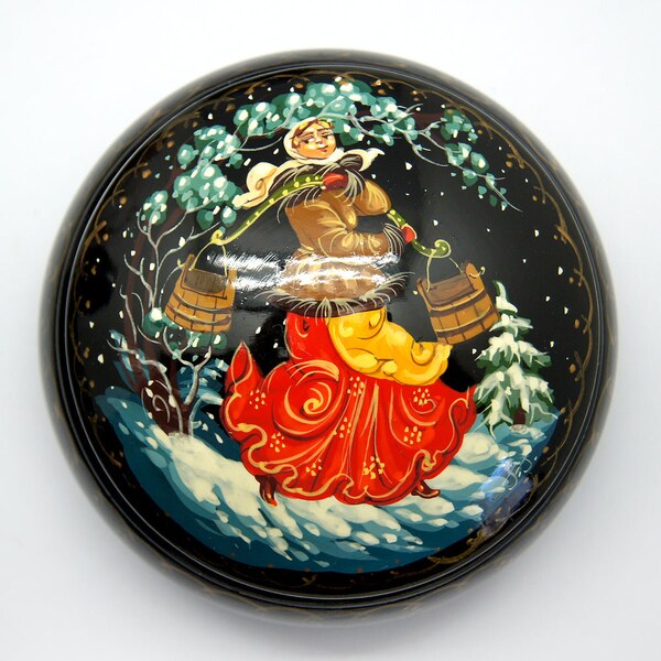 One of a Kind Fairy Tale Handcarved and Hand painted Lacquer Box by G.DeBrekht