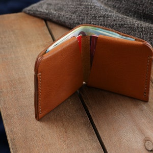 Cognac - Minimalistische Leder Geldbörse
