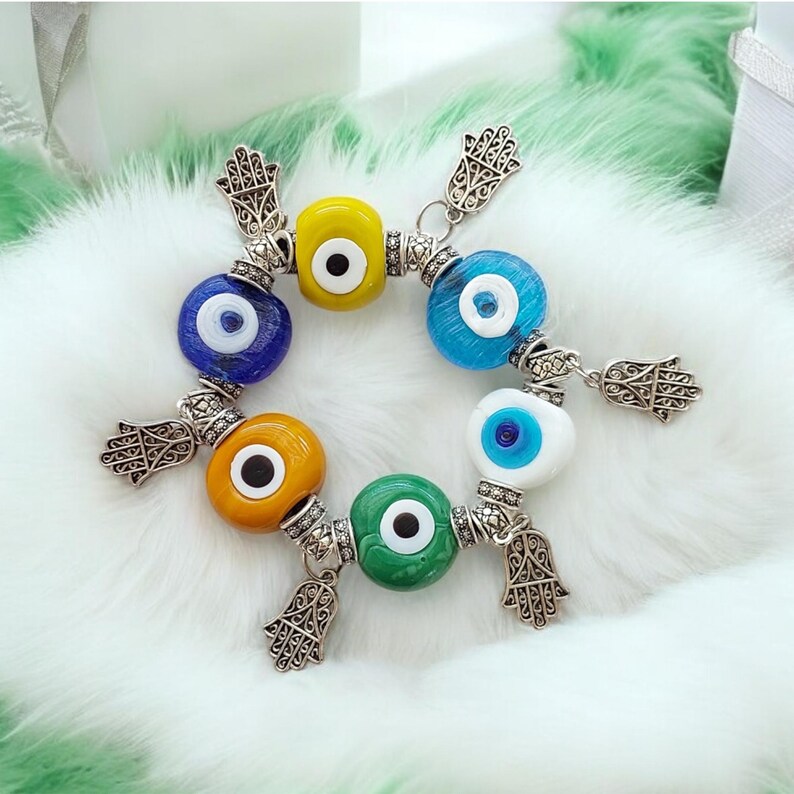 Handmade Multicolor Evil Eye Bracelet Turkish Hamsa Hand Charm Etsy — free download