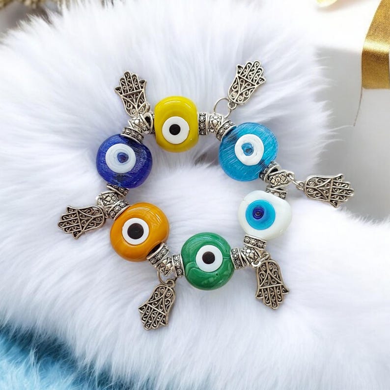 Handmade Multicolor Evil Eye Bracelet Turkish Hamsa Hand Charm Etsy — free download