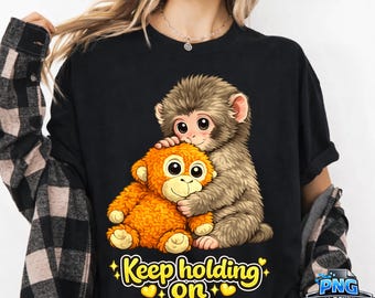 Punch Baby Monkey PNG, Emotional Plush Toy Monkey Png, Teddy Bear Cuddling Keep Holding On, Team Punch Png, Lonely Baby Monkey Png