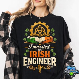 Jag gifte mig med en irländsk ingenjör png, rolig St Patricks Day-kostym png, ingenjörsfru-present, irländsk stolthet till make på St Patricks Day (direkt nedladdning)