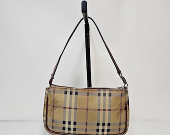 Vintage Burberry Shoulder Bag With Leather Novacheck Print