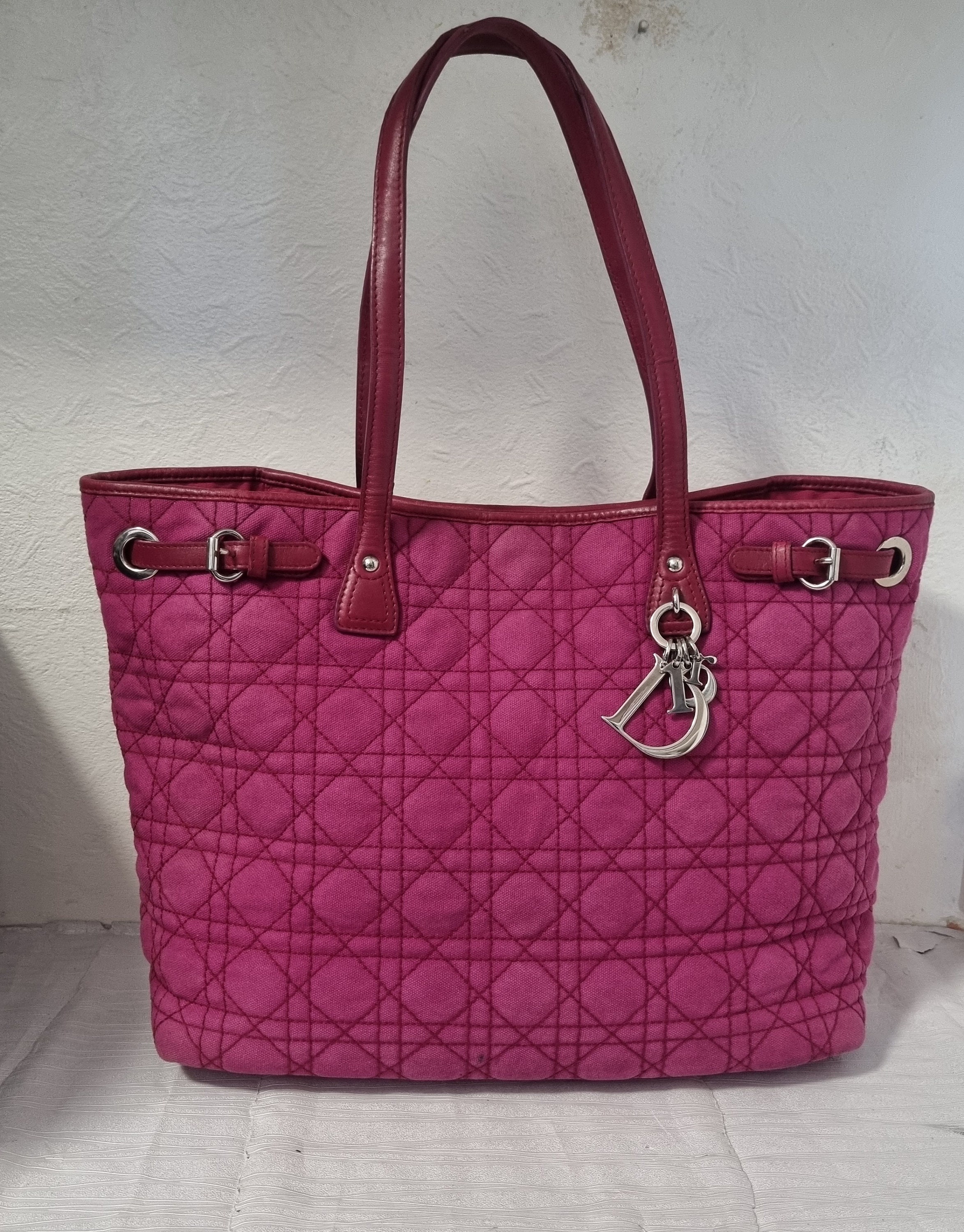 Christian Dior Pink Logo Monogram Lace Handbag Pearl D Strap Charm, Tokyo  Roses Vintage