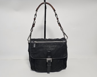 Prada Nylon Tessuto/Leder Umhängetasche