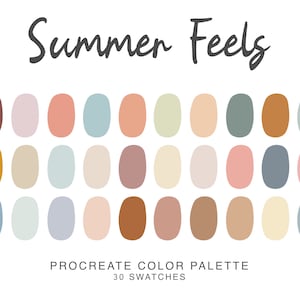 Summer Feels Procreate Color Palette - Vibrant Summer Colors for Digital Art - iPad illustration Palette