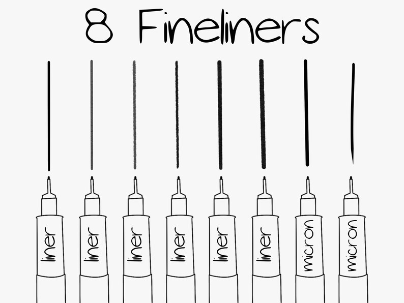 Mega Fine Liner Brush Set for Procreate 80 Procreate Liner Etsy