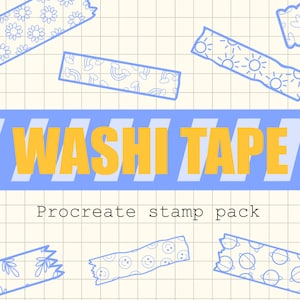Washi tape Procreate brush stamp pack / Cute procreate washi tape stamps / procreate sticker pack digital download / stickers for procreate