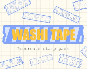 Washi tape Procreate brush stamp pack / Cute procreate washi tape stamps / procreate sticker pack digital download / stickers for procreate