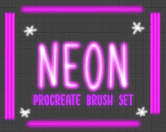 Pacchetto pennelli Neon Procreate / set pennelli Ipad neon anni '90 / Pennello procreare neon facile da usare / download digitale del pacchetto pennelli neon Procreate