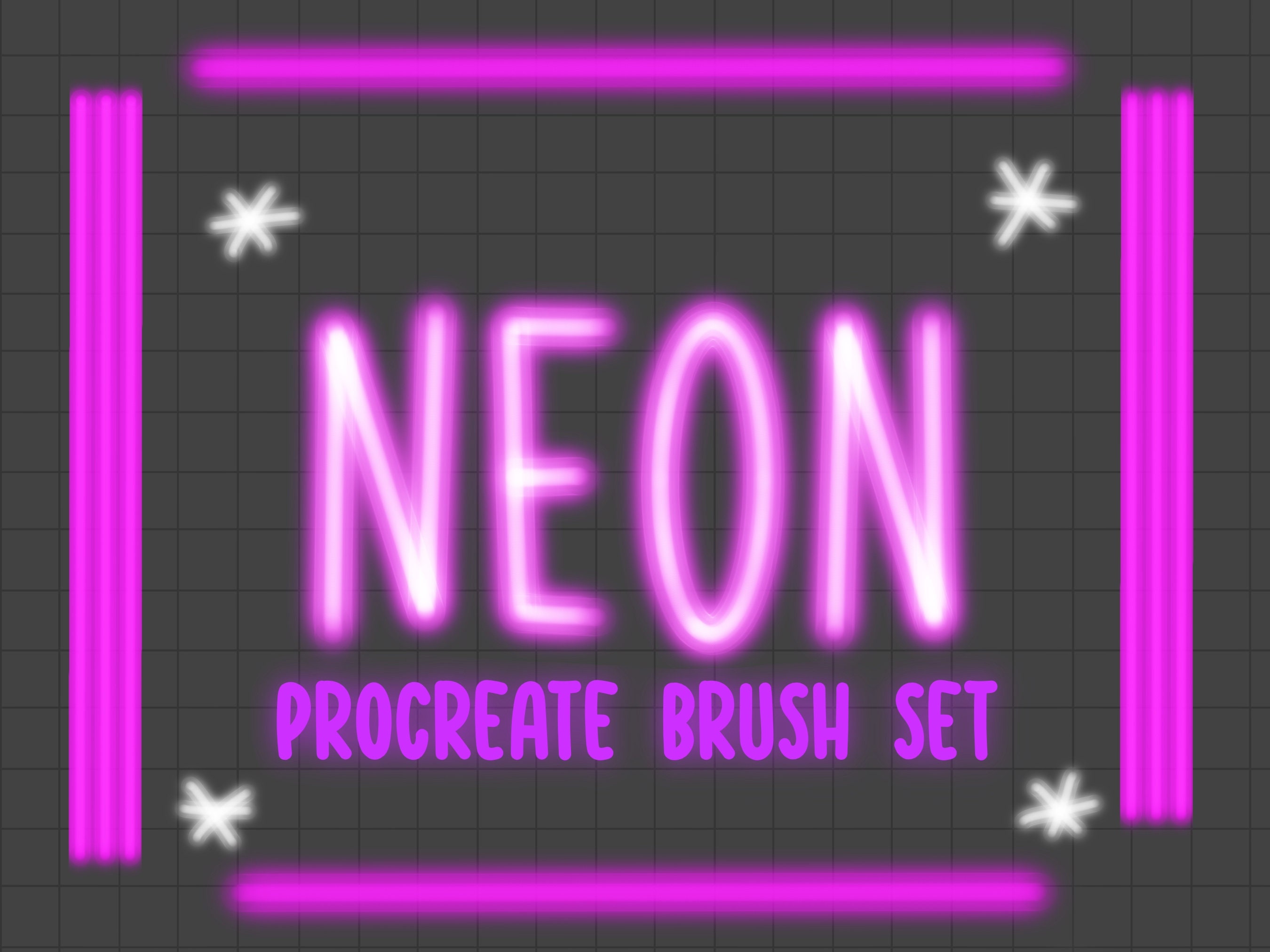 Neon Procreate Brush Pack / 90s Neon iPad Brush Set / Easy to Etsy