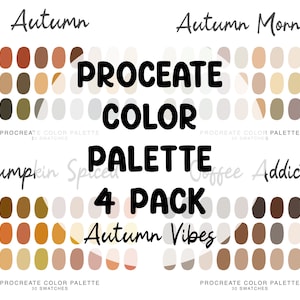 Autumn aesthetic Procreate Color Palettes 4 pack bundle, iPad Procreate Illustration, color swatches for autumn tones Procreate Art