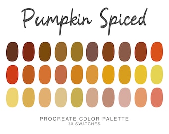 Pumpkin Spiced Procreate Color Palette, iPad Procreate Illustration, Christmas color swatches for Procreate Art