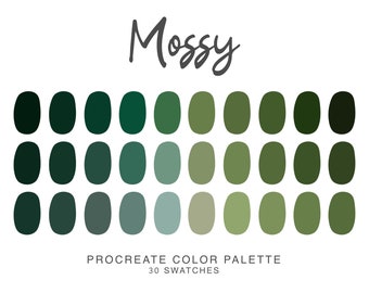 Nature mossy Procreate Color Palette, iPad Procreate Illustration, color swatches for mossy tones Procreate Art